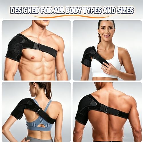 Shoulder Brace for Men and Women for Torn Rotator Cuff,Arm Sling Shoulder Immobilizer,Shoulders Compression Sleeve and Support For Pain Relief(Black)