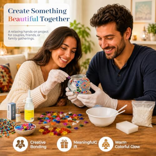 Joyclub DIY Turkish Mosaic Lamp Kit for Adults, Beginner Friendly, Colorful