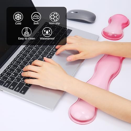 Gel Wrist Rest for Keyboard and Mouse, Wrist Rest for Keyboard, Mouse Wrist Support, Pain Relief, Cool Touch, Non-Skid, Wrist pad Set