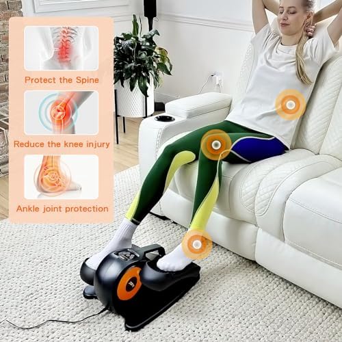 Under Desk Elliptical Machine, Leg Exerciser for Seniors Adults, Adjustable Speeds Elliptical Trainer with Remote, Quiet & Portable Mini Seated Pedal Exerciser for Home Office Use