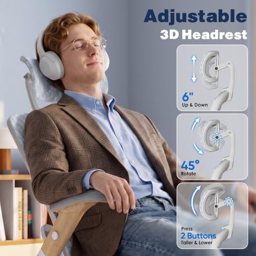 Ergonomic Office Chair, High Back Home Desk Chair with Flip-Up Arms, 3D Headrest, 90-120° Tilt and Wide Cushion Seat, Big and Tall Computer Chairs for Man Woman, Mesh Chair Black Woodgrain