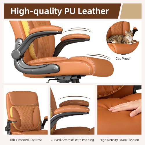 Youhauchair Executive Office Chair, Leather Computer Desk Chair, Brown