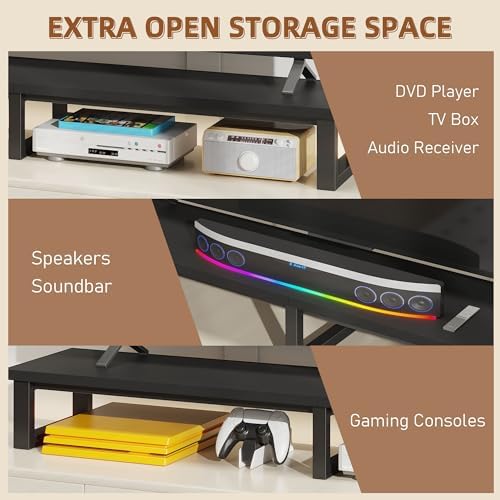 YAOHUOO 59" Large TV Riser for 32-75 inch TV, TV Riser Stand Shelf,Black