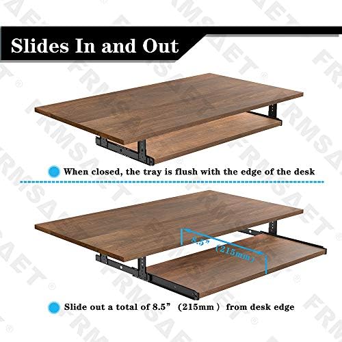 FRMSAET Under Desk 20/24/30 inch Keyboard Drawer Platform (30 in, Brown)