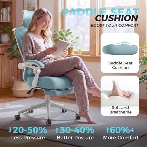 CYKOV Ergonomic Office Chair, Reclining, Footrest, Adjustable Lumbar, 350LB