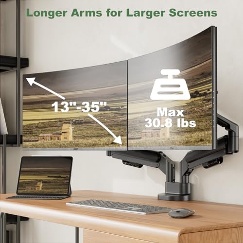 Dual Monitor Stand for Two Ultrawide 13"-34" Flat/Curved Computer Screens