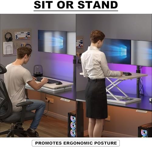 Decoholic 24 inch Height Adjustable Standing Desk Converter（Light Wood