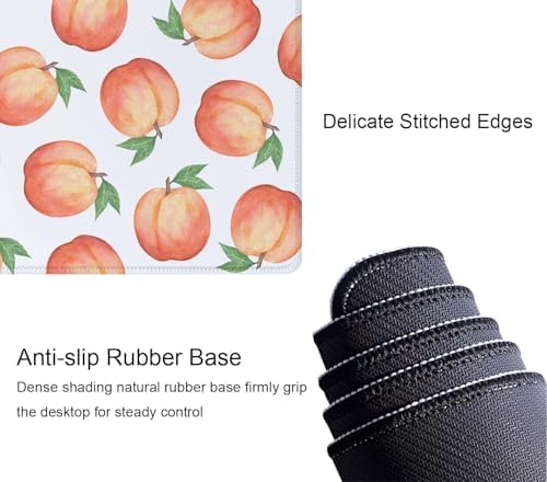 Gaming Mouse Pad, XL Extended Computer Keyboard Long Mouse Mat, Large Desk Pad for Office Laptop, Non-Slip Rubber Base with Stitched Edge Mousepad, 31.5X11.8 inch Watercolor Peaches