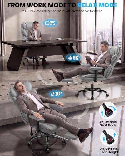 Office Chair, Big and Tall Executive Chair with Adjustable Lumbar Support