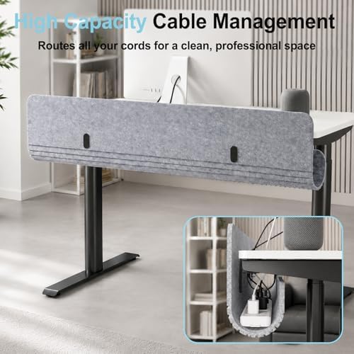 47.2" Under Desk Cable Management Tray, No Drill Cable Organizer for Table