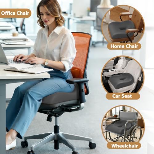 Ergonomic Memory Foam Seat Cushion for Office Chair, Grey