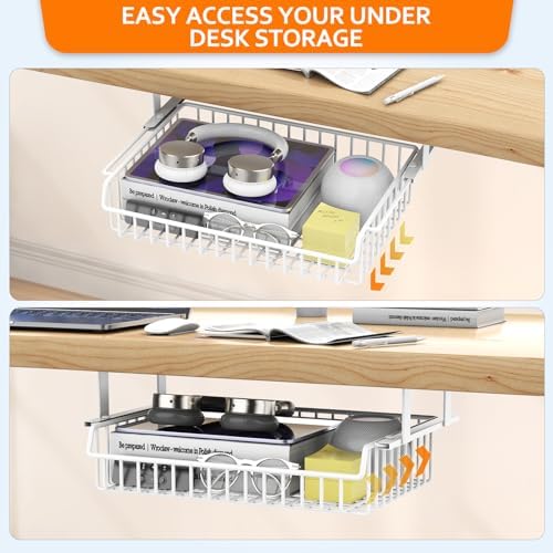 ENONCI Under Desk Storage Drawer Slide Out No Drill Metal Cabinet