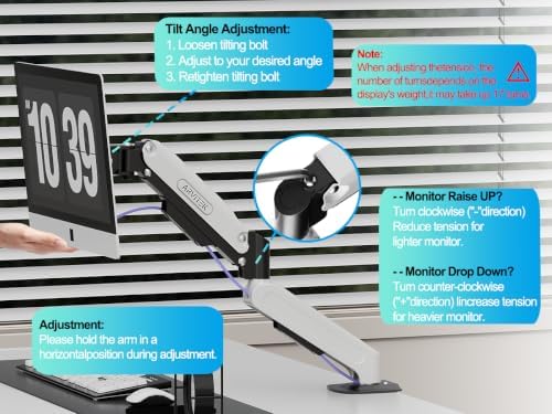Single Monitor Mount for 13-32" Screens, 20lbs (Max), White