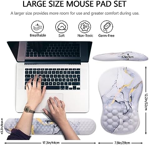 Ergonomic Mouse Pad with Wrist Support and Keyboard Wrist Rest Set