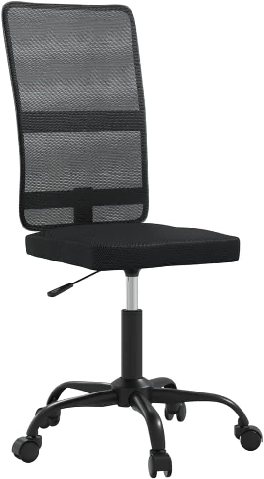 vidaXL Office Chair in Breathable Black Mesh Fabric with Adjustable Height and 360-Degree Swivel Design - Sturdy Metal and Plywood Frame