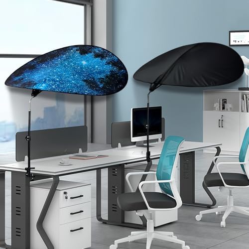 Large Size 52''Office Cubicle Shade Cubicle Desk LightShield to Block Anti-Glare Cover Light Sensitive Professionals Cubicle Light Quick Install Shading LightShade with Clamp(Patent Pending)