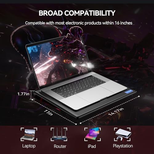 TECKNET Laptop Cooling Pad - 12"-15.6" Laptop Cooler with Quiet Cooling Fan