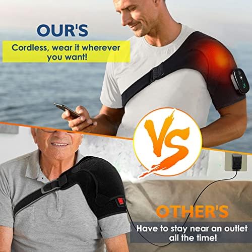 Shoulder Heating Pad with Massage, Cordless Heated Shoulder Wrap for Pain Relief, FSA Eligible HSA Rotator Cuff Heating Pad with Vibration for Frozen Shoulder
