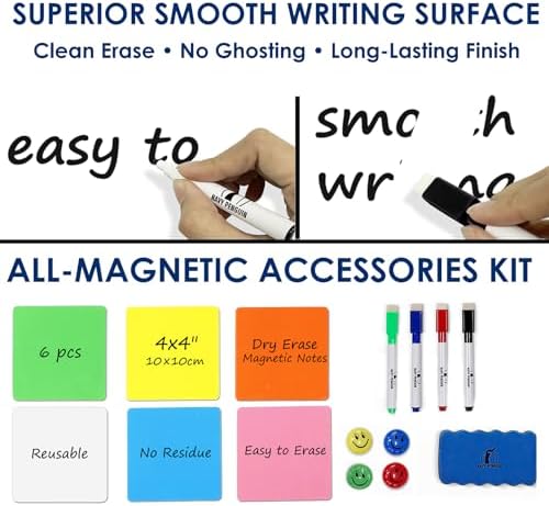 Whiteboard Set, 47x18 in White Board Dry Erase for Wall with Magnetic Notes