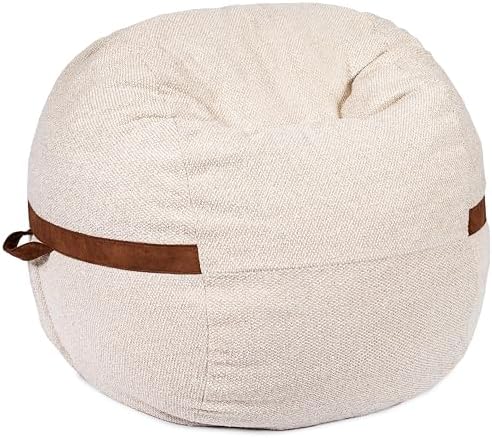 Big Joe Fuf 4Ft Foam Bean Bag Chair with Removable Cover for Kids, Teens, Sandstone Textured Boucle, 4 Foot Large Reading and Gaming Seat