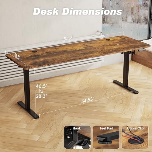Monomi 86.6" Large Electric Standing Desk,Height Adjustable for Two-Person