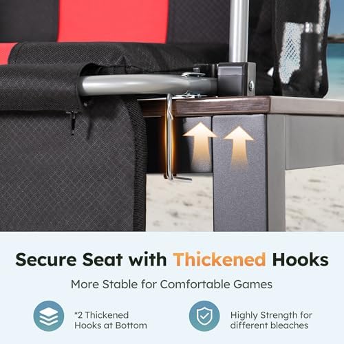LET'S CAMP Folding Stadium Seats, 2 Pack Bleacher Chairs with Cup Holder