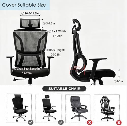 Ergonomic Office Chair Covers Set with Headrest Cover Floral 2 Pieces Stretch Desk Computer Office Chair and Headrest Slipcovers Washable