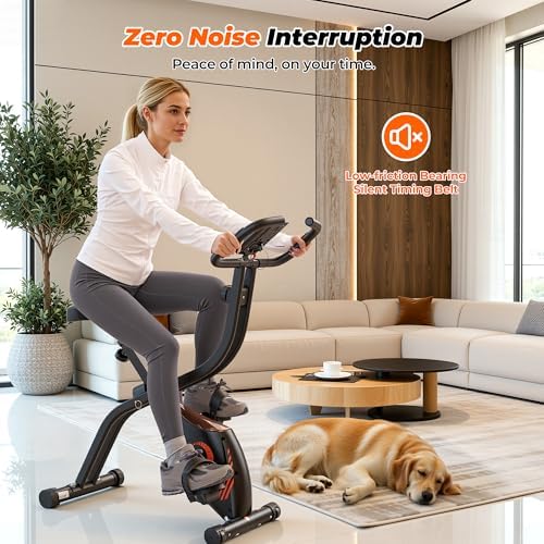 Exercise Bike, 3 IN 1 Stationary Bike, Folding Exercise Bike with 16-Level Resistance, Comfortable Seat Cushion, LCD Monitor, 265 lbs Weight Capacity for Home Gym Workout