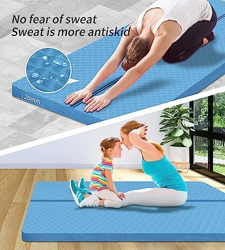 nuveti Large Exercise Mat - 15mm/20mm/30mm Thick Yoga Mat | Workout Mat for Fitness, Yoga, Pilates, Stretching & Floor Exercises for Women & Men with Free Carrying Bag