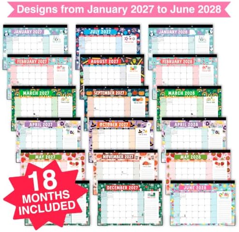 Large Desk Calendar 2027 - Desktop Calendar 2027-2028