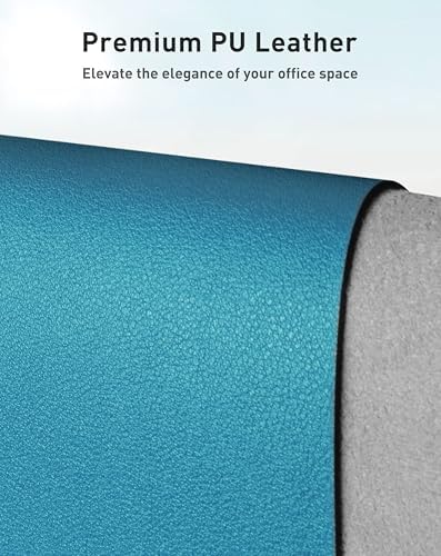 Aothia Faux Leather Desk Mat - Large Mouse Pad, Non-Slip PU Leather Blotter, Waterproof Writing Surface for Office and Home (Turquoise, 42" x 17")