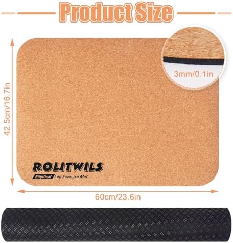 Under Desk Elliptical Mat - Non-Slip Exercise Equipment for Peloton Bike, Small Exercise Mat for Desk Workout Equipment, Premium Cork Surface