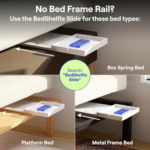 BedShelfie Bedside Shelf for Dorm Room - Cable Catch, Black