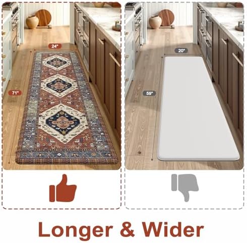 KIMODE Anti Fatigue Mats for Kitchen Floor,Red Farmhouse Kitchen Runner Rug
