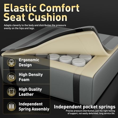 HLDIRECT High Back Gaming Chair, USB Massage Lumbar Support, Black&Grey