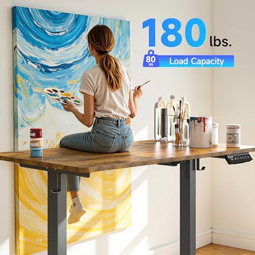 BIZUM 40x24 Inch Electric Standing Desk with Memory Presets, Quiet Motor Height Adjustable Stand Up Desk for Home Office & Gaming, Ergonomic Sit Stand Workstation, Rustic Brown