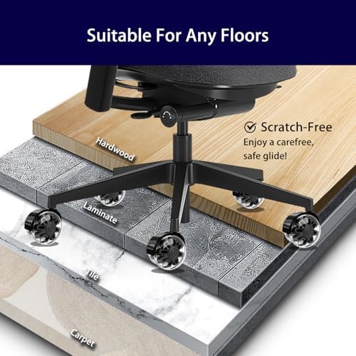 Hirate 3 inch Office Furniture Casters 7/16 inch Stem Dual Rubber Wheel