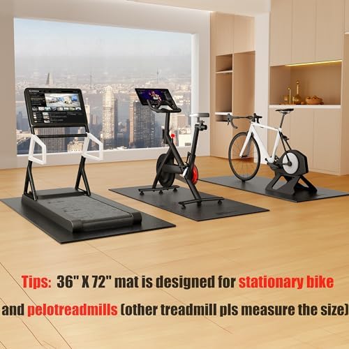 Cycleclub Bike Mat Compatible with Peloton Bike,Elliptical,Treadmill Mat, 6mm Thick, Under Exercise Bike Trainer Pad for Indoor Stationary Spin Bike Gym Equipment Hardwood Floor Carpet Protector