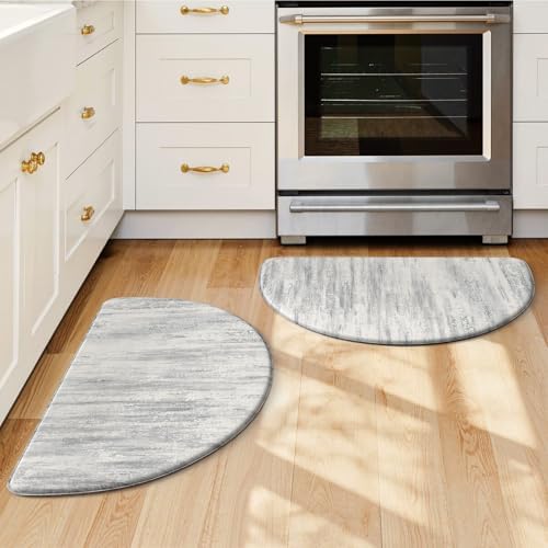 KIMODE Kitchen Mats Cushioned Anti Fatigue,18"x28" Half Round Abstract Rugs