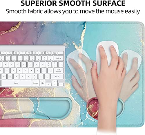LATEEFAH Large Mouse Pad and Keyboard Wrist Rest, Desk Pad for Keyboard and Mouse, Extended Gaming Mouse Pad with Wrist Support, Waterproof Non-Slip Desk Mouse Mat for Office, Home