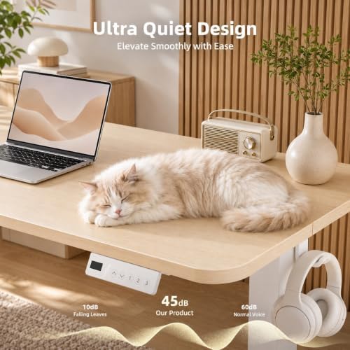 Claiks Electric Standing Desk 32x19 Inch Adjustable Desk, Nature