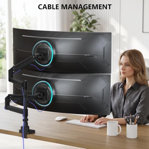 WALI Vertical Dual Monitor Arm for 13-49 inch Curved Screens, up to 44 lbs