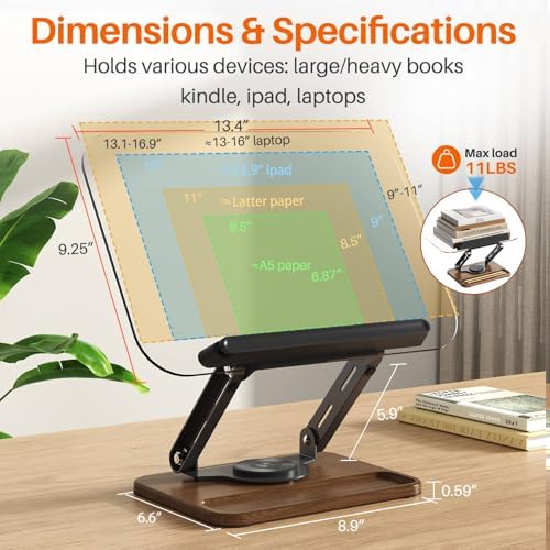 BYMECOST Acrylic Book Stand for Reading, 360°Rotating Book Holder, Black