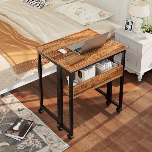 GreenForest Folding Desk with Wheels, 24.8" Rolling Table for Small Spaces