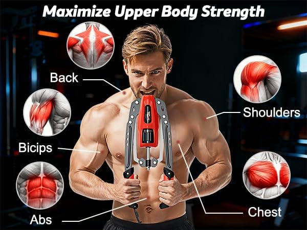 Hydraulic Twister Arm Trainer, 10-Level Adjustable 22-440lbs Resistance, Chest Expander with Cylinder Protective Cover & PU Handle, Home Gym Equipment for Arm Chest Shoulder Strength Training