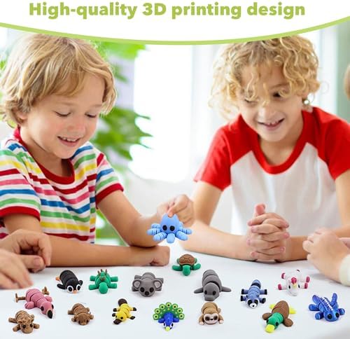40 PCS 3D Printed Animal Figurines, Flexible Articulated Animal Figurines, Classroom Reward, Party Favor, Fidget Toys, Mini Car Decor, Gifts for Girls and Boys, Office Desk Pets, Birthday Gifts