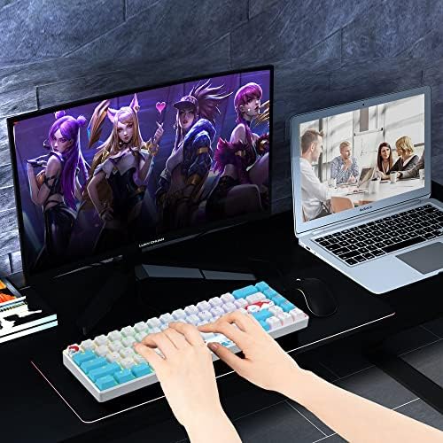 Owpkeenthy Portable 60% Mechanical Gaming Keyboard, Ultra Compact RGB Wired 65 Percent Mini Office Keyboard Backlit with Red Switch for PC/PS5/XBOX(Blue/ 68 Red Switch)