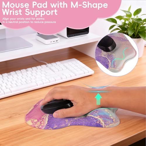 Upgrade Ergonomic Mouse Pad,Non Slip Mousepad Wrist Rest Support for Office, Computer, Laptop & Mac(B-Charming Pink Marble)