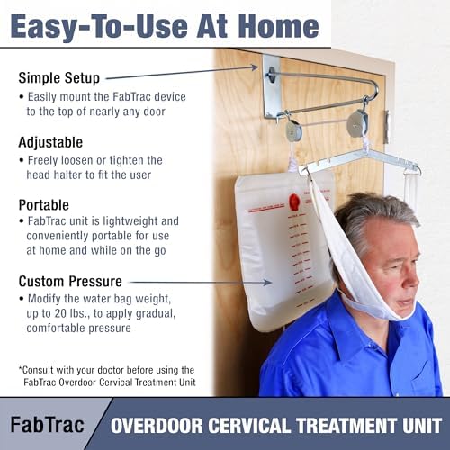 Over The Door Cervical Neck Traction and Posture Correcting Device with Head Halter, at Home Back and Neck Stretcher for Physical Therapy