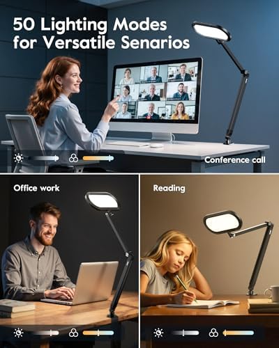 LitONES Dual-Side LED Desk Lamp with Clamp, Soft Light with Stepless Remote